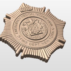 Personalized FDNY Emergency Medial Technician Badge V Carved Wood Sign