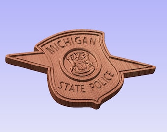 Logotipo de la Policía Estatal de Michigan - V Letrero de madera tallada