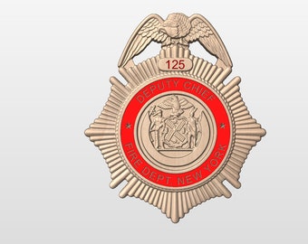 NEW design!! - FDNY Fire Department Badge - Personalized Badge 3D V Carved Wood Sign