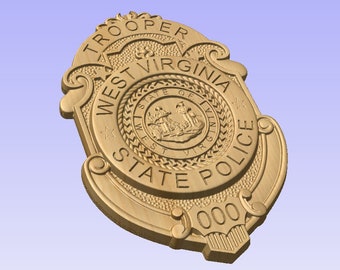 Placa de la Policía Estatal de Virginia Occidental personalizada: Letrero de madera tallada en 3D
