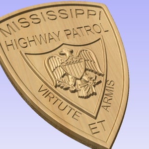 Mississippi State Police Highway Patrol- 3D V CARVED - Personalized Police Patch V Carved Wood Sign