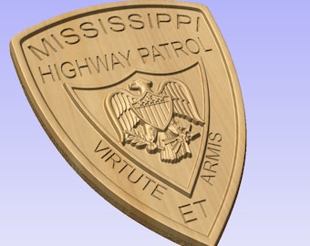 Mississippi State Police Highway Patrol- 3D V CARVED - Personalized Police Patch V Carved Wood Sign