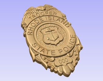 Personalized Rhode Island State Police Badge: V Carved Wood Sign