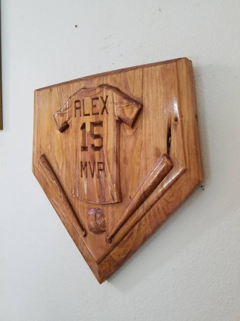 Personalized Home Plate Baseball/Softball V Carved Wooden Sign image 6