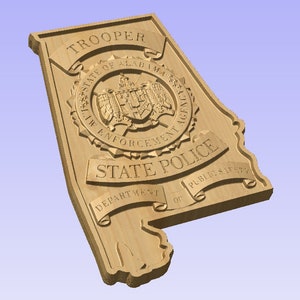 Personalized Alabama State Police Trooper Badge V Carved Wood Sign