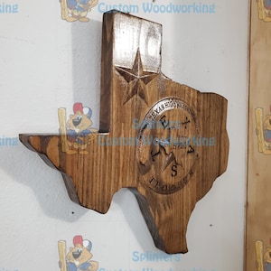 3D V CARVED - Personalized #Texas Highway Patrol State #Trooper #Police Badge inside State of Texas V Carved Wood Sign