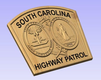 Letrero de madera personalizado - Placa tallada en 3D de la Patrulla de Carreteras de Carolina del Sur