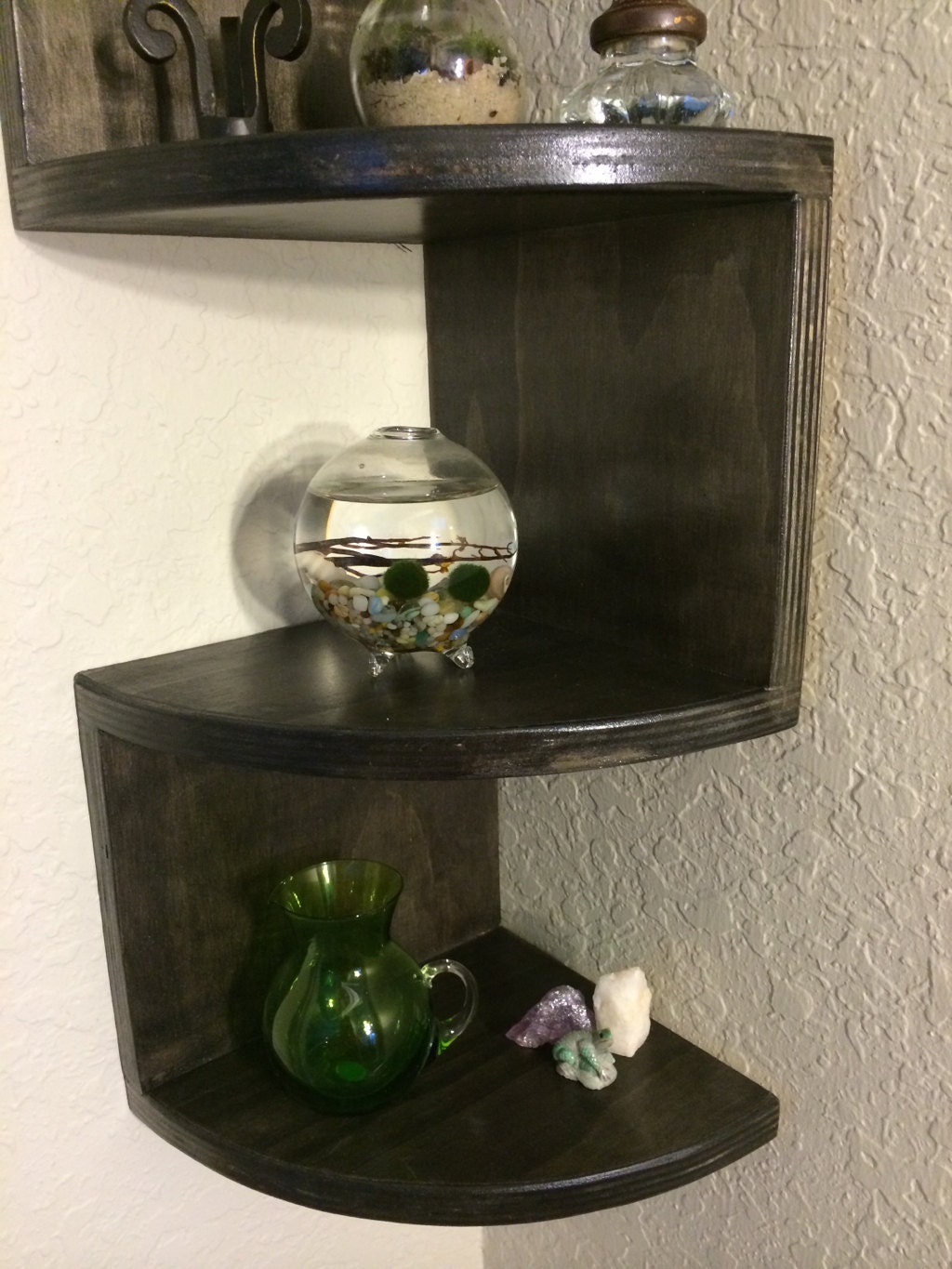 One Side Rounded Shelf Handmade Zig Zag Rounded Front Corner Shelf - Etsy