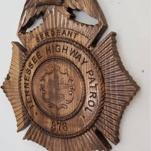 Custom Personalized #Tennessee State #Police #Highway Patrol Badge  - Personalized Badge 3D V Carved Wood Sign