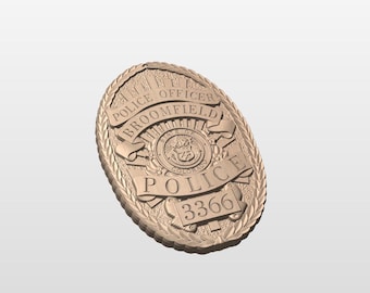 Custom  Broomfield Police Badge 3D V Carved Wood Sign