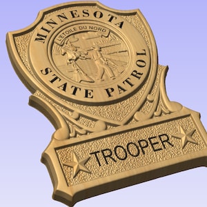 Minnesota State Patrol Police Badge carved 3d Plaque Sign Wall Hanging - CNC cut wall art - Sergeant Detective Patrolman