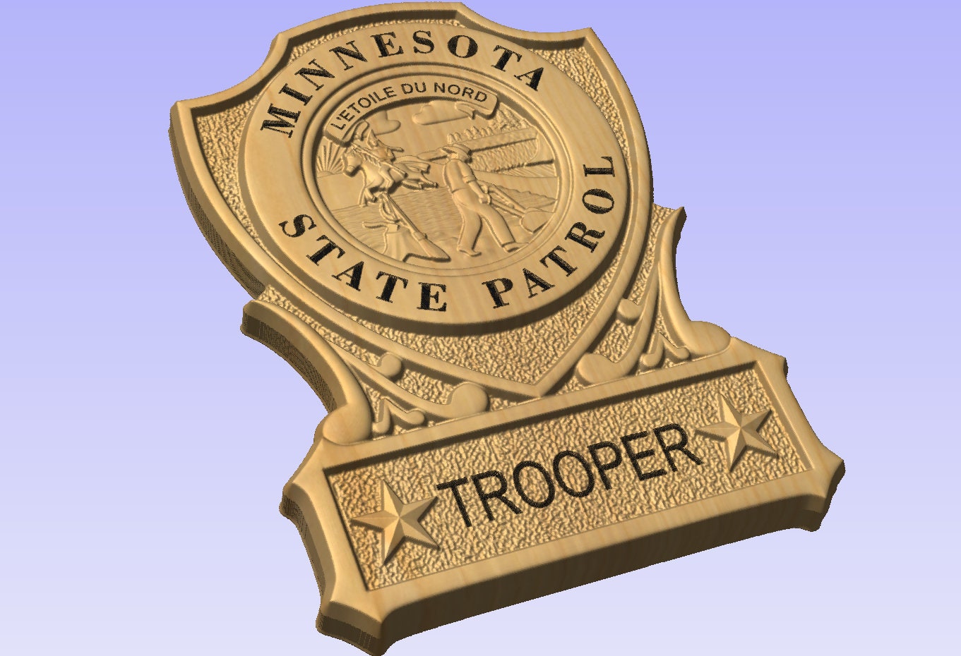 Minnesota State Patrol Police Badge carved 3d Plaque Sign Wall Hanging - CNC cut wall art - Sergeant Detective Patrolman