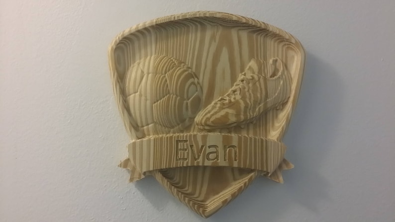 Custom Personalized Soccer 3D V Carved Wooden Sign image 0