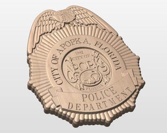 Letrero de madera personalizado con la insignia de la policía de Apopka, Florida: tallado en V