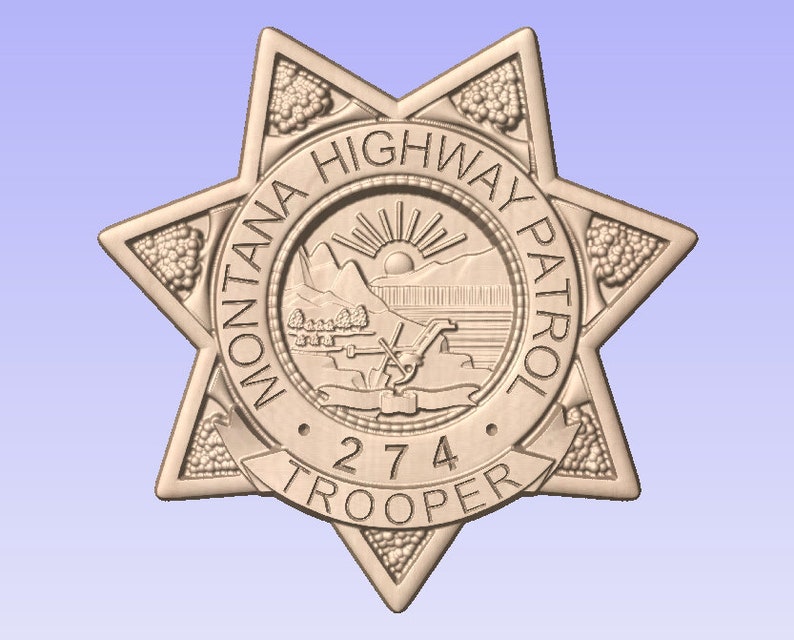 Montana Highway Patrol Trooper Badge Personalized Police Badge V Carved Wood Sign image 2