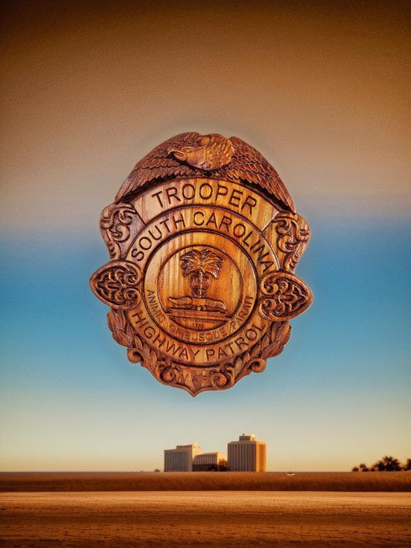 3D V CARVED - Personalized South Carolina State Trooper Police Badge V Carved Wood Sign