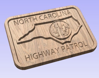 North Carolina Highway Patrol Patch - 3D V Carved Wood Sign