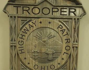 Insignia de policía de Ohio State Trooper personalizada: insignia personalizada, letrero de madera tallado en 3D
