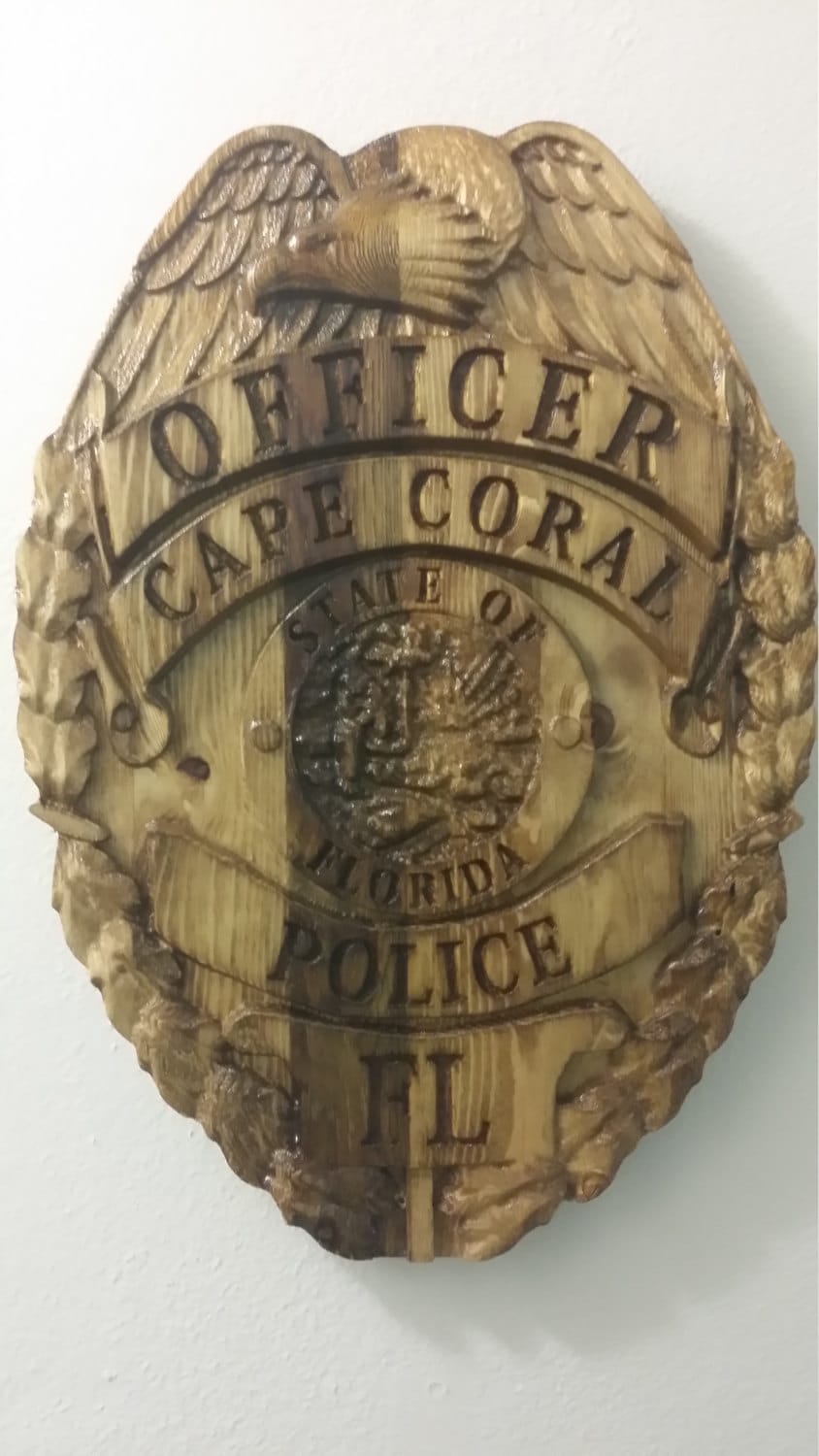 Capd Cop Sign CCPD - Cape Coral Police Personalized Police Badge 3D V Carved Wood ...