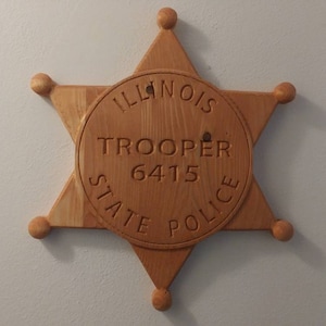 Illinois State Trooper Badge - Personalized Custom 3D V CARVED -  V Carved Wood Sign