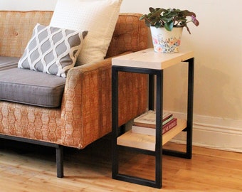 Solid Wood Side Table - Lentini Design - Narrow End Table With Shelf - Free Shipping to Lower 48 States