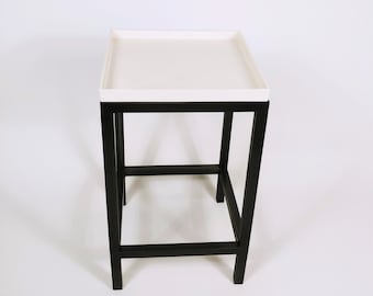 Handmade Ceramic and Steel Side Table - End Table with Removable Ceramic Tray - Ships Free to Lower 48 States