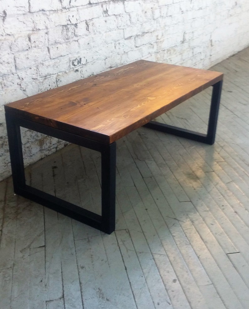 Reclaimed Wood And Steel Coffee Table Lentini Design Sy Solid With Trestle Legs