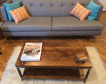 Handmade Solid Wood Coffee Table: Bare Design - Contemporary coffee table made from solid lumber and steel