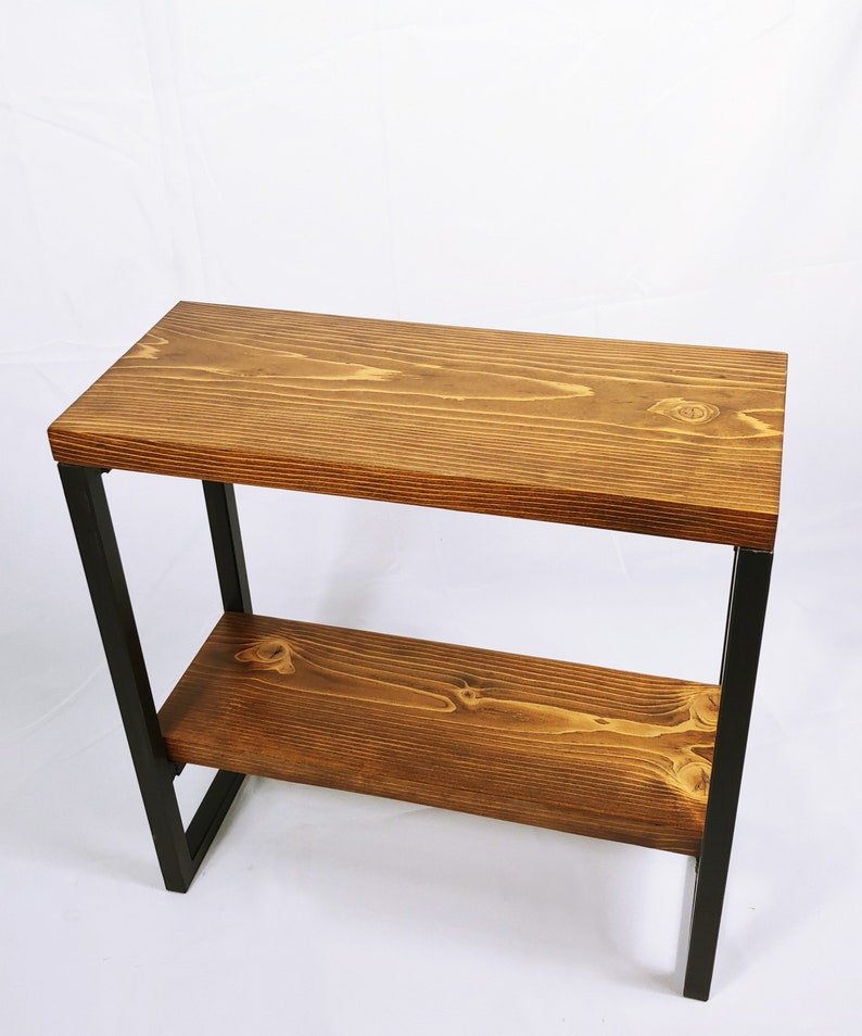 Solid Wood Side Table Lentini Design Narrow End Table With Shelf Free Shipping to Lower 48 States image 5