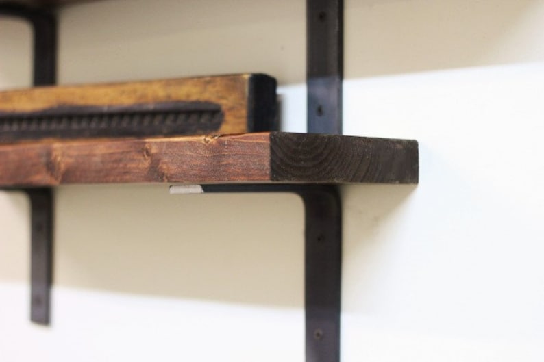 Steel Shelf Bracket Set Two handmade raw steel brackets for shelves with all mounting hardware included image 2