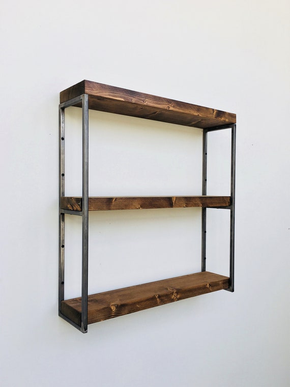 Three Tier Shelf Bracket Set With Optional Solid Wood Shelves Etsy