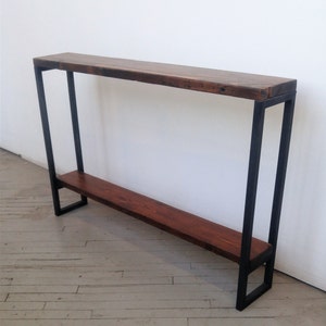 Solid Wood Console Table - Lentini Design - Slim Handmade Entryway Table With Shelf -  Ships to Lower 48 States