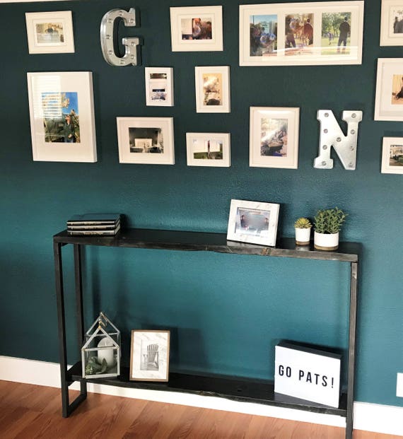 Reclaimed Wood Console Table Lentini Design Slim Handmade Entryway Table With Shelf Ships To Lower 48 States