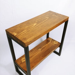 Solid Wood Side Table Lentini Design Narrow End Table With Shelf Free Shipping to Lower 48 States image 2