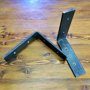 Steel Shelf Bracket Set Two handmade raw steel brackets for shelves with all mounting hardware included image 1