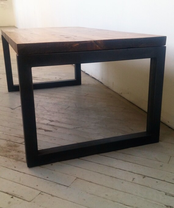 Reclaimed Wood And Steel Coffee Table Lentini Design Sy Solid With Trestle Legs