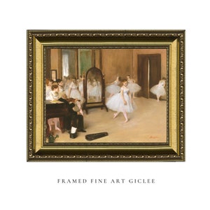 FRAMED - The Dance Class - vintage oil painting fine art print in an ornate gold frame, girls room art, nursery decor, ballet painting