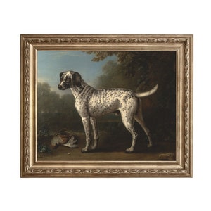 Vintage Spotted Hound Dog Oil Painting Print: Hunting Dog Art