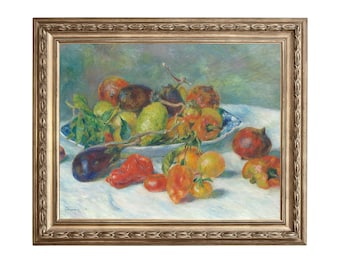Vintage Fruit Still Life Oil Painting Print: Kitchen Art