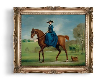 Vintage Sidesaddle Horse Print: Equestrian Portrait Art