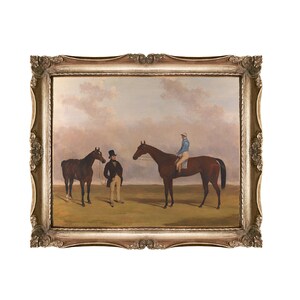 Vintage Thoroughbred Horse Racing Painting - "Crucifix", with jockey John Day up, horse portrait, antique horse painting, horse gifts