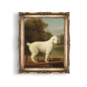 Vintage Dog Painting Print, dog painting, dog art, dog print, dogs, english country, antique painting, vintage painting, oil, canvas, poodle