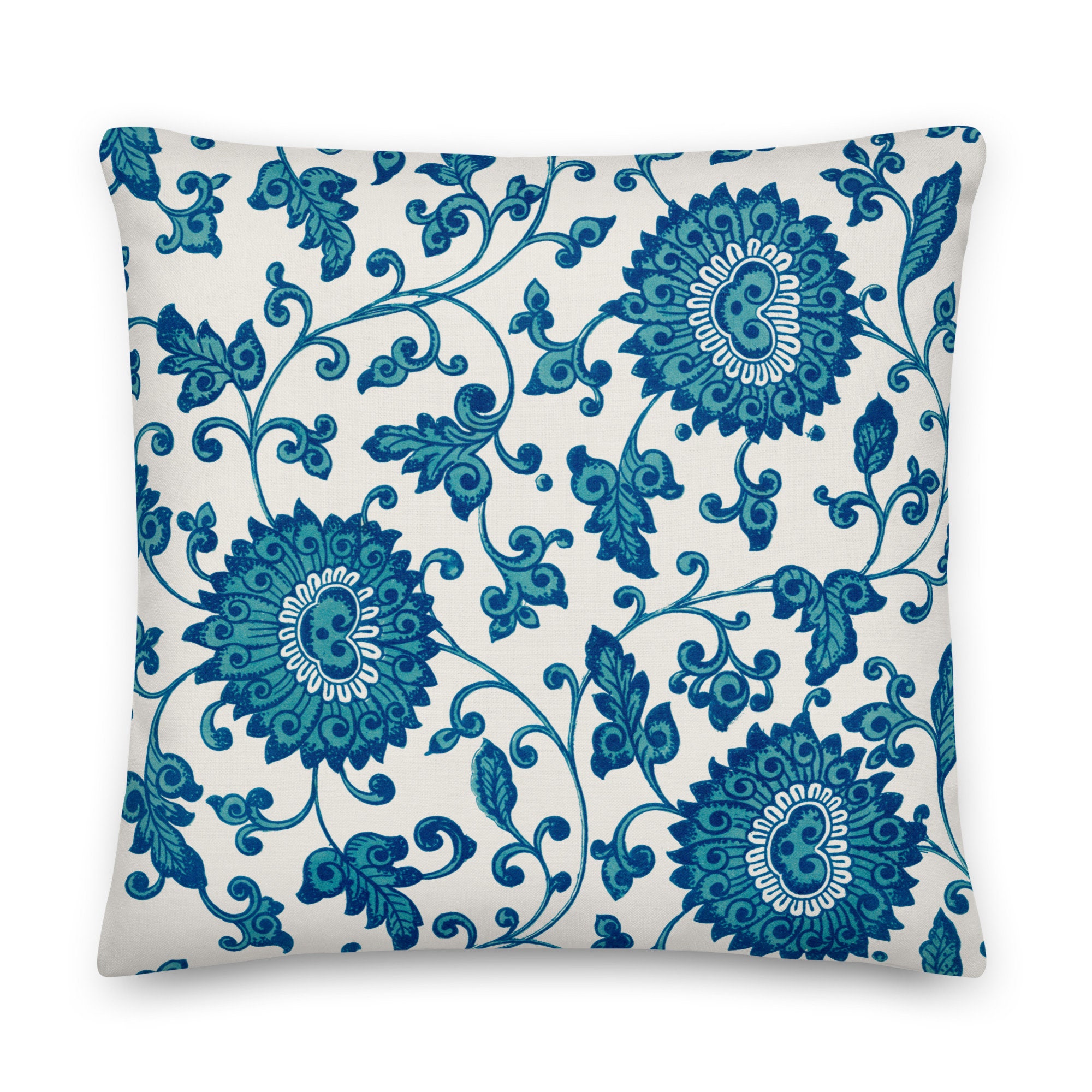 Blue and White Floral Throw Pillow Vintage Wallpaper Pillow Vintage Pillow Traditional Home Decor Blue and White Pillow Delft Pattern Etsy Canada