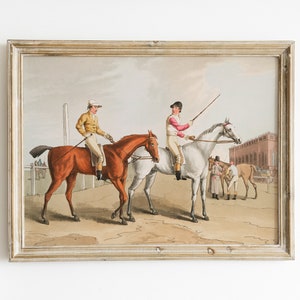 Vintage Horse Painting, jockeys, jockey, horse racing painting, equestrian art, vintage paintings, art print, antique painting, horses