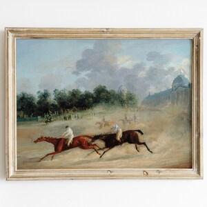 Vintage Horse Racing Painting, thoroughbred, vintage horses, horse painting, antique painting, art print, equestrian art, horse art