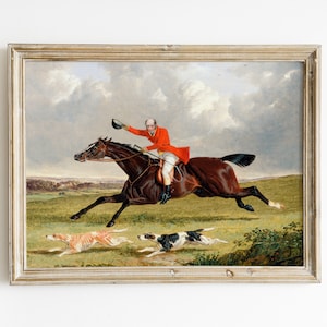 Tally Ho, Vintage Foxhunting Painting, foxhunt, foxhounds, horse painting, vintage painting, antique painting, oil painting, equestrian art