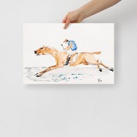 Vintage Horse Racing Painting, antique painting, watercolor, equine, equestrian, horses, horse art