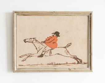 The Stout Huntsman Print - vintage fox hunting illustration, equestrian art, traditional home decor, vintage horse art
