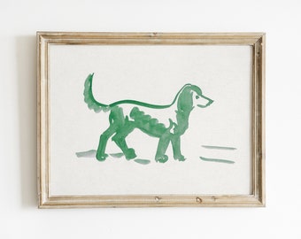Vintage Green Dog Print, Preppy Nursery Art