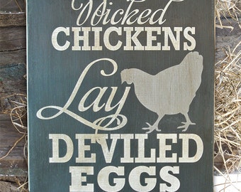 Naughty Chickens Lay Deviled Eggs They Can Be Peckers Sign Etsy